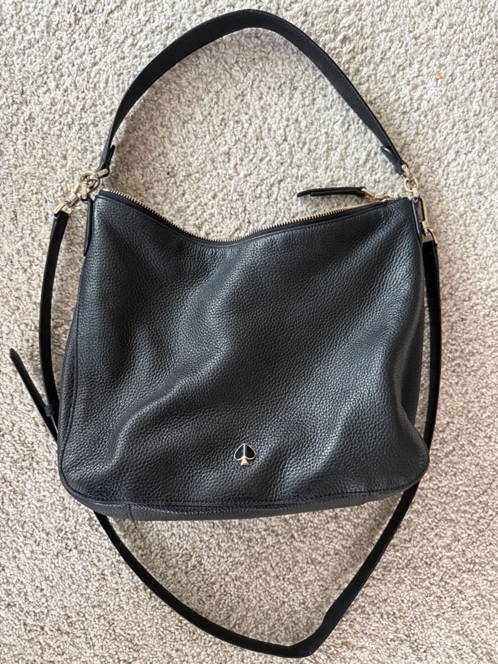 kate spade Black Pebbled Leather Shoulder Bag with Gold Hardware - Picture 4 of 5